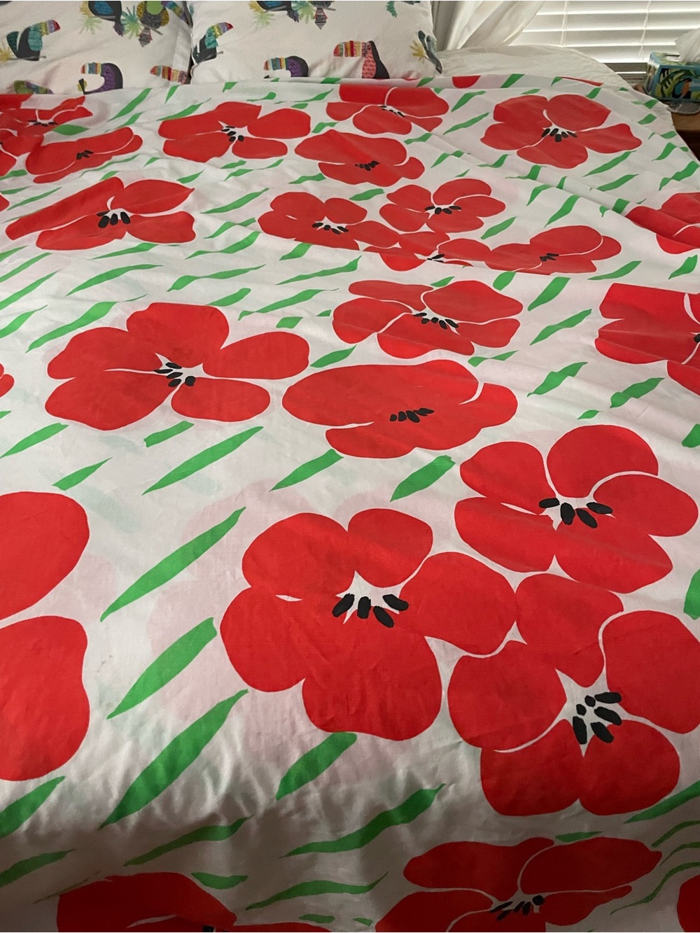 Vintage 70s Red & Green Floral Duvet Cover